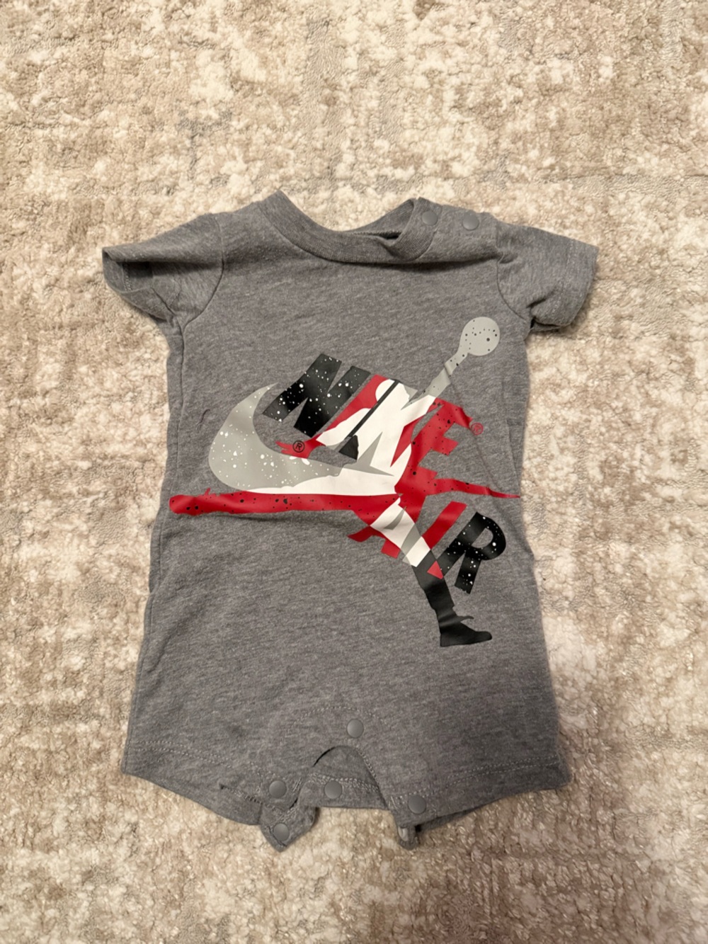 Jordan Gray Kids One-Piece Romper with Red & Black Graphic size Newborn